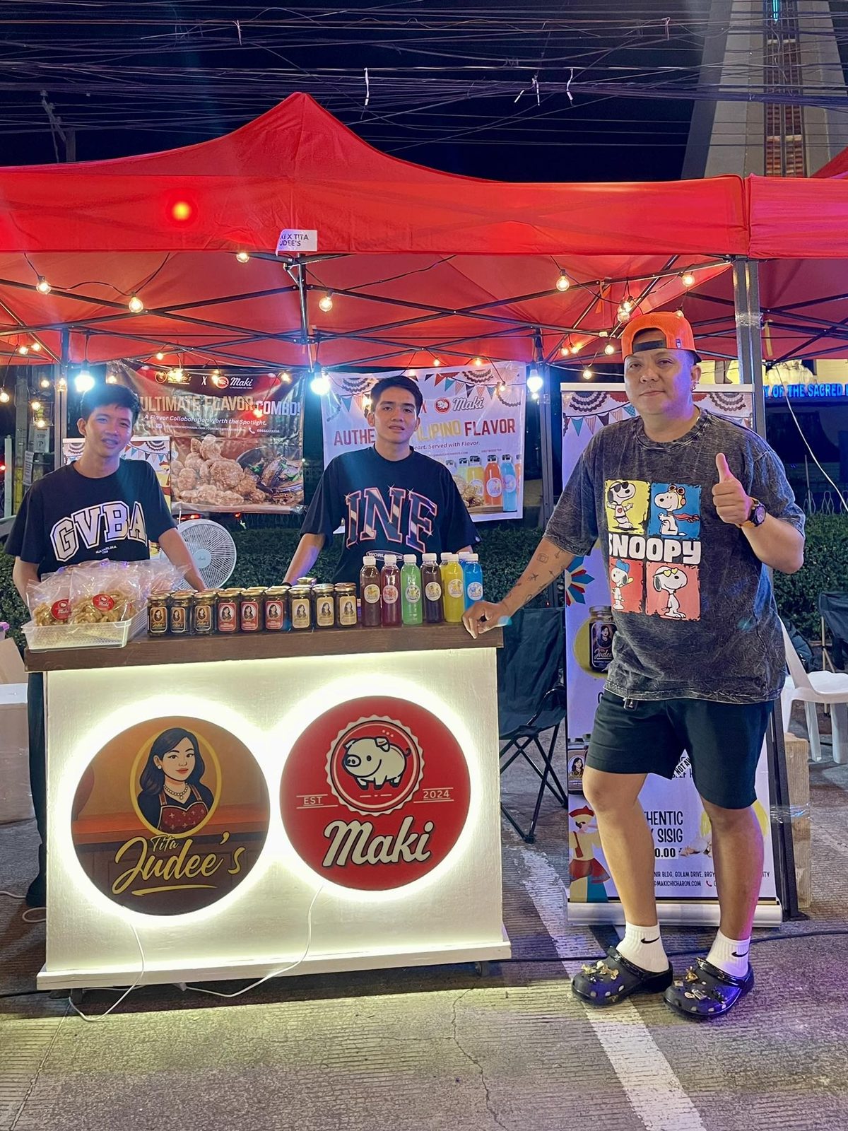 Night market food stall logos