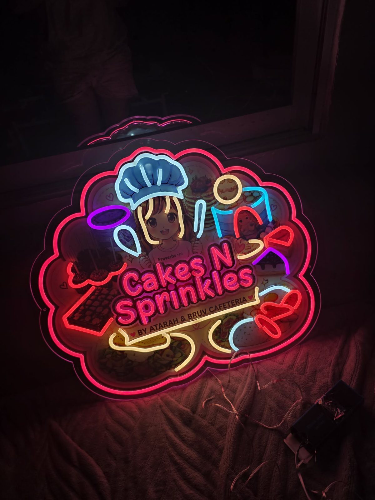 Cakes N Sprinkles bakery neon