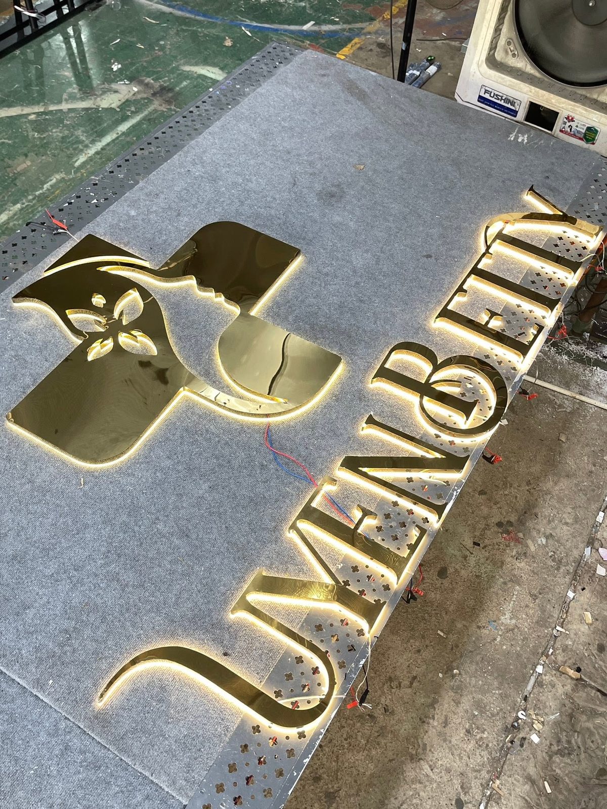 Brass letters & emblem — in progress