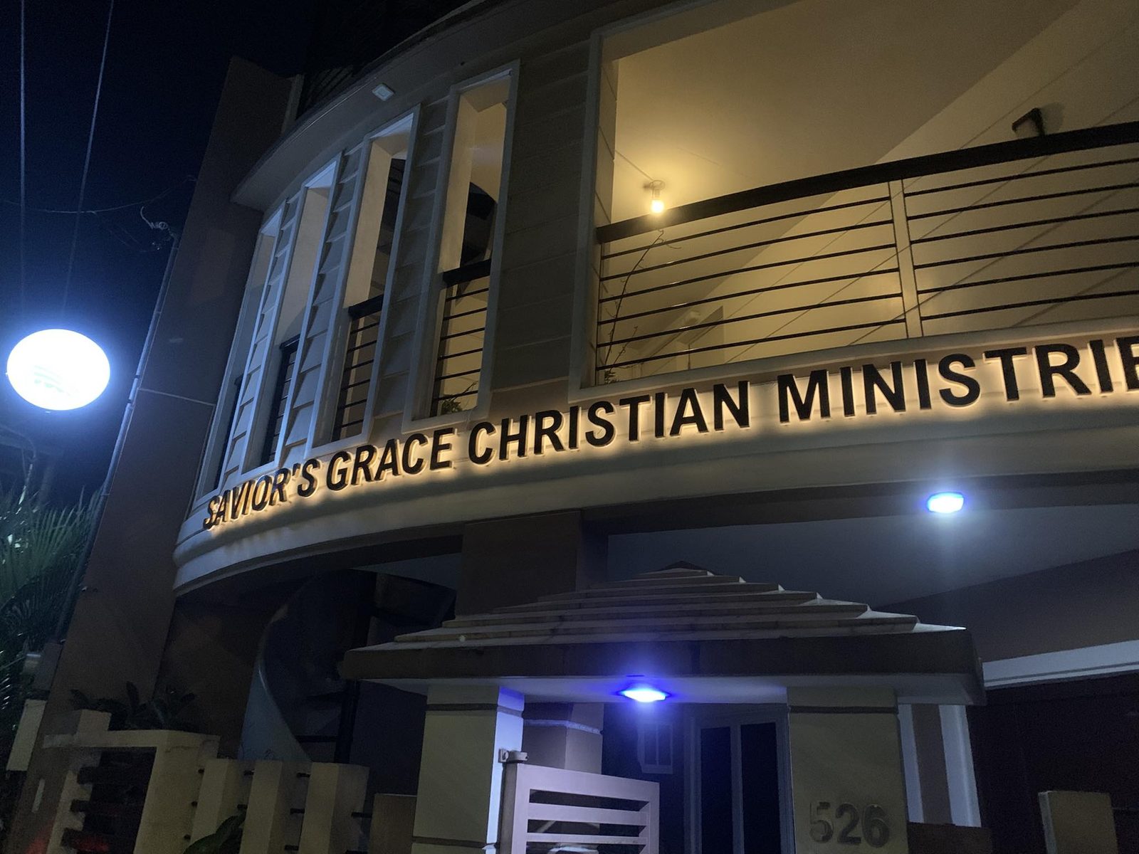 Church facade signage — night install